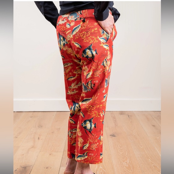 R13 Straight Leg Trouser - Red Fish - Picture 2 of 13